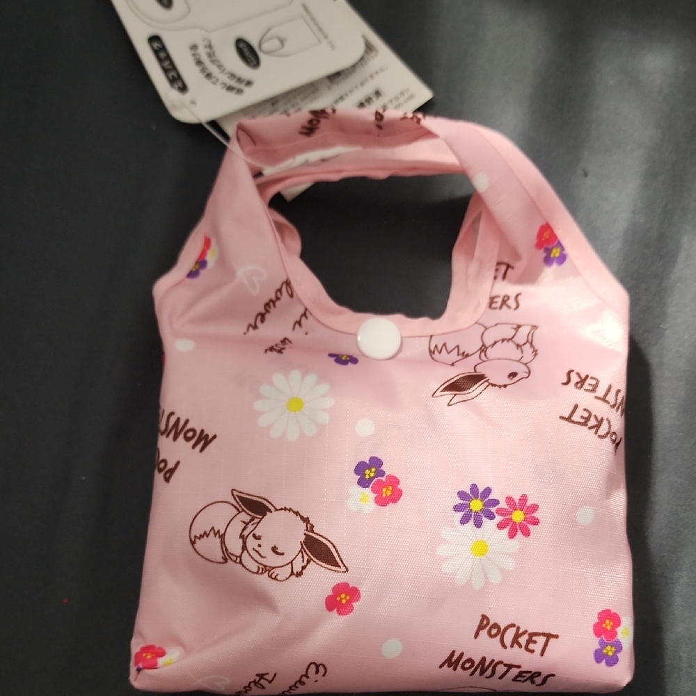 Charming Pink Kids Bag with Pocket Monsters Design